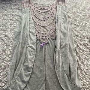 Gray Lace Cardigan